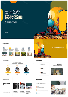 2025艺术史名画之旅梵高毕加索达芬奇星空流派PPT模板