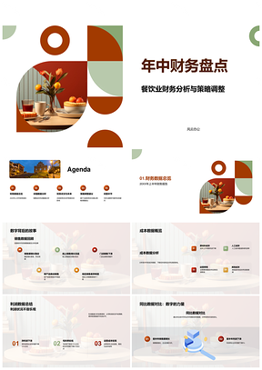 2025餐饮年中财务数据同比分析及策略调整盘点PPT模板