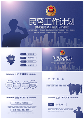公安警务交警刑警警队武警特警城管执法交通检察动态PPT模板