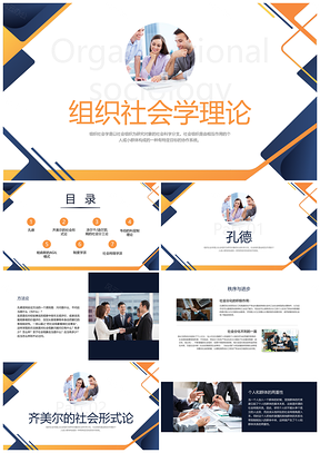 2025黄蓝简约商务组织社会学理论政务培训课件