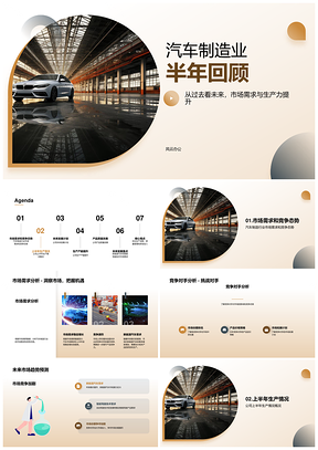 2025汽车制造公司半年度生产研发市场总结PPT模板