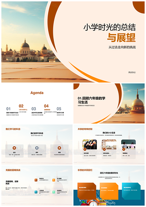 2025六年级学生总结展望教育技能习惯培养PPT模板