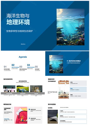 2025海洋生物多样性地理分布与生态保护PPT模板