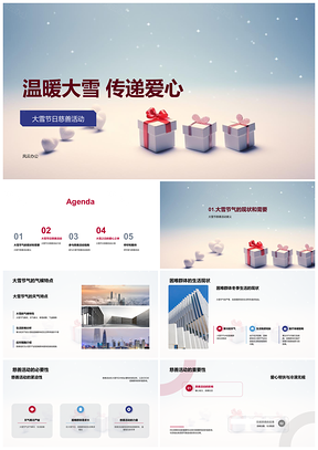 2025暖冬大雪慈善志愿捐物资助困难群体PPT模板