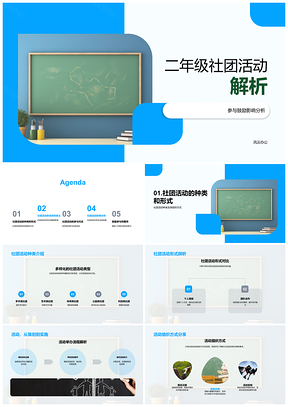 2025二年级社团活动参与鼓励及校园影响分析PPT模板