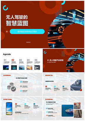2025无人驾驶技术研发安全测试智慧蓝图出行革命PPT模板