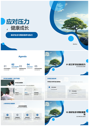 2025健康习惯应对学业人际压力助力成长PPT模板