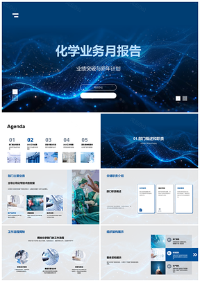 2025化学月报业绩突破项目XY科研新年计划团队合作PPT模板