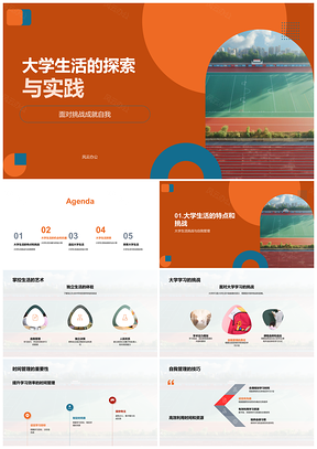 2025大学生活挑战自我管理高效实践成长PPT模板