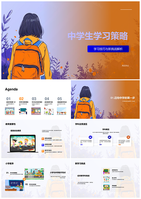 2025中学生学习策略技巧高效自我时间管理应对新挑战PPT模板