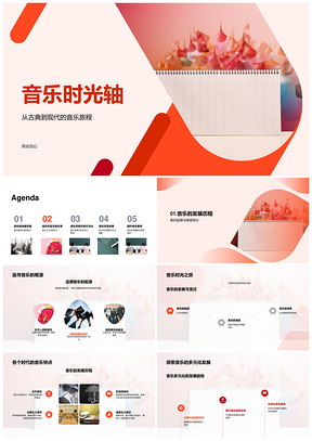 2025音乐时光轴起源演进古典浪漫现代乐韵PPT模板