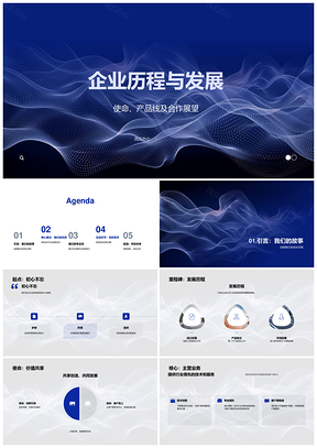 2025企业发展历程核心优势技术领先使命驱动行业领先产品合作生态PPT模板