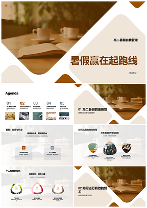 2025高二暑假自我管理知识技能提升复习计划书单PPT模板