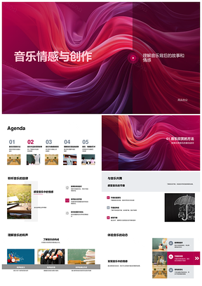 2025音乐情感创作旋律节奏和声几何标语PPT模板