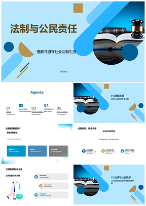 2025法治社会公民责任共建社会和谐PPT模板