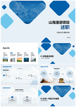2025山海漫游项目经理述职旅游项目实施案例团队策略PPT模板
