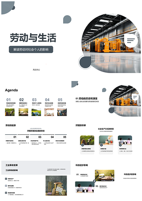 2025劳动生活与工业革命推动社会发展PPT模板