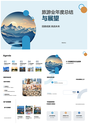 2025旅游业年度总结展望业绩挑战山地市场定位下年蓝图PPT模板