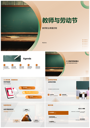 2025教师职业演进与劳动节全球史PPT模板