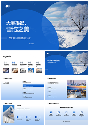 2025大寒雪域摄影冬日冰雪雾凇印记PPT模板
