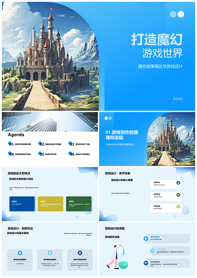 2025中学生魔幻城堡游戏设计创意流程PPT模板