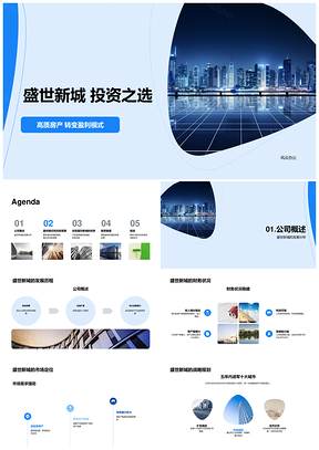 2025盛世新城高质房产投资战略摩天核心PPT模板