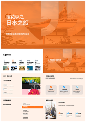 2025日本樱花季浪漫赏樱文化之旅PPT模板