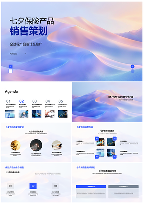 2025七夕保险新品策略恋人保障团队信心线上线下推广优惠活动PPT模板