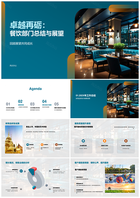2025餐饮部门总结展望人员成本管控团队提升美食PPT模板