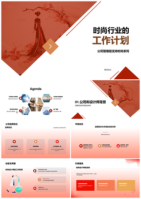 2025时尚行业管理层品牌市场定位设计师创意绘画工作计划PPT模板