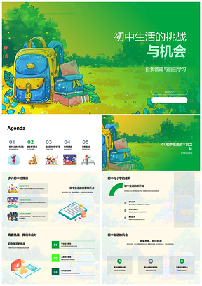2025初中生活挑战机会与自主管理学习策略PPT模板