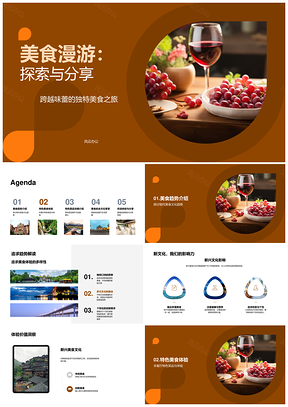 2025美食漫游新潮餐厅创意寻味之旅PPT模板