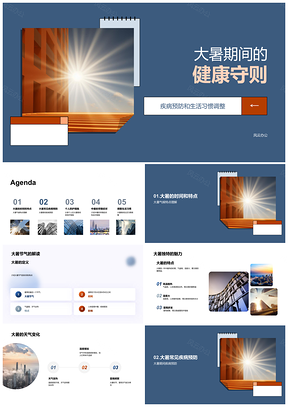 2025大暑健康守则防暑防晒防疾病调整习惯保健康PPT模板