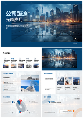 2025公司业绩稳增市场领航财务防控未来摩天PPT模板