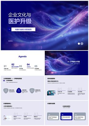 企业文化医护升级健康服务价值观愿景使命PPT模板