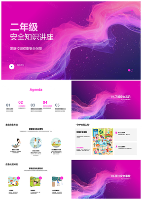 二年级家庭校园安全应急知识牢记讲座PPT模板