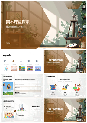 2025美术课堂探索视觉艺术历史分类绘画雕塑PPT模板