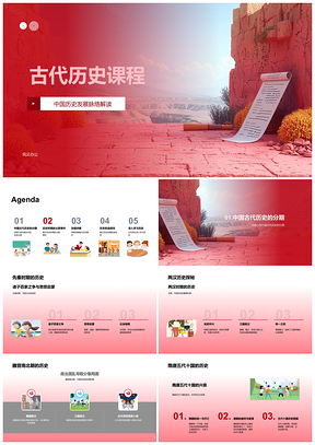 中国古代史课程PPT模板先秦至清脉络秦汉一统
