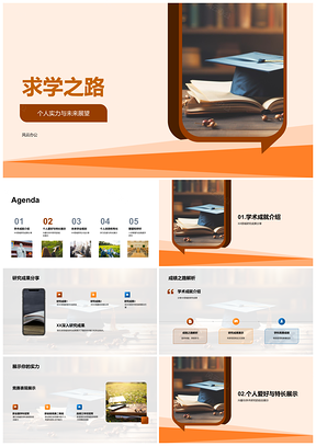 求学实力书卷展特长研途成就启未来PPT模板