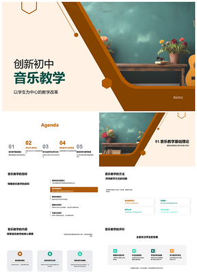 2025创新初中音乐学生中心教学音乐符号PPT模板
