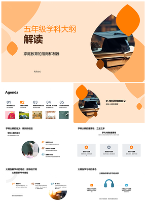 2025五年级学科大纲家教指南语文数学学习计划PPT模板