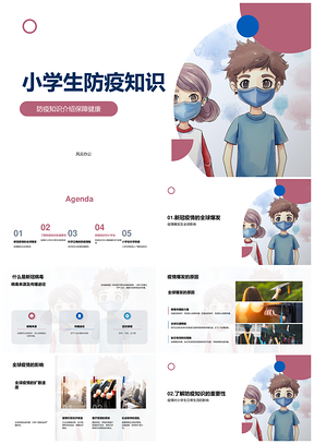 小学生新冠防疫健康知识传播途径与口罩防护PPT模板