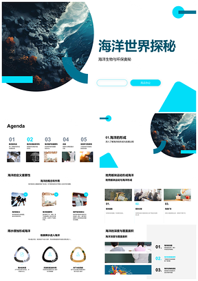 海洋生物环保地壳雨水侵蚀鱼甲壳珊瑚探秘PPT模板