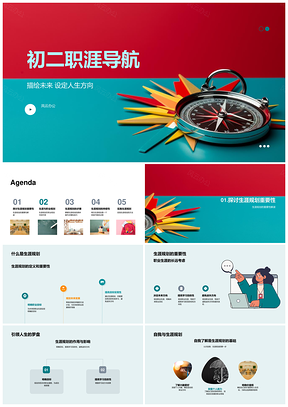 初二生涯规划自我探索目标行动指南PPT模板
