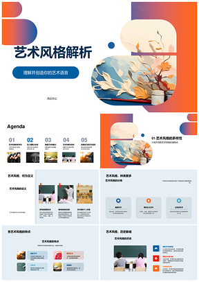 艺术风格解析抽象现实立体派特点历史PPT模板