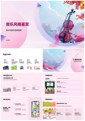 音乐风格鉴赏选曲指南类型心情古典流行民族实验PPT模板