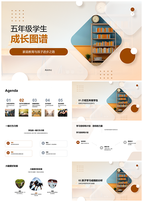 2025五年级学生家庭教育学习行为习惯成长图谱PPT模板