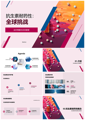 抗生素耐药性全球医学研究显微镜挑战PPT模板