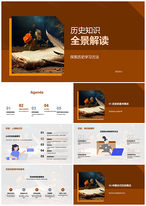 古老卷轴全景解读历史知识学习法PPT模板