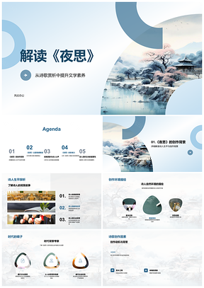 夜思品读诗人创作背景夜境情感PPT模板